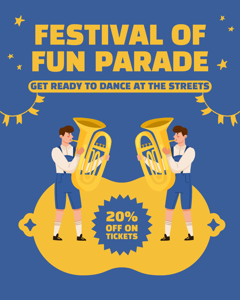 Festival Of Fun With Musician And Discount On Entry Instagram Post Vertical Design Template