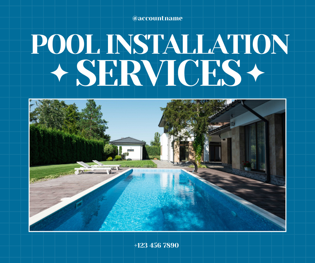 Pool Building Service Announcement Large Rectangle Modelo de Design