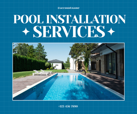 Pool Building Service Announcement Large Rectangle Design Template