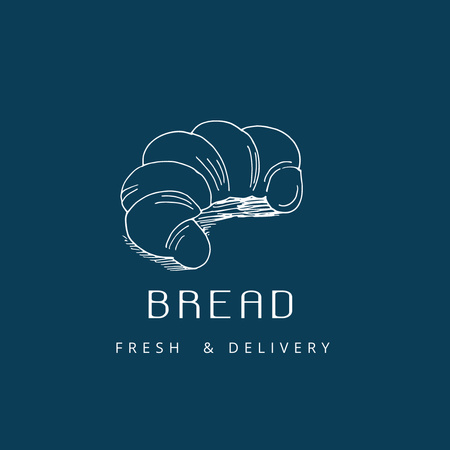Bakery Ad with Croissant Illustration Logo Design Template