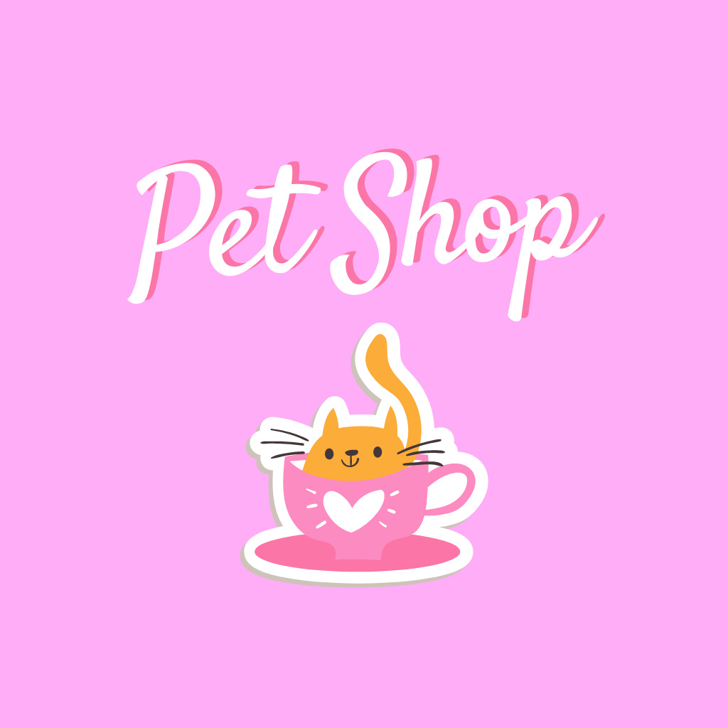 Bright Pink Emblem of Pet Shop Logo Tasarım Şablonu