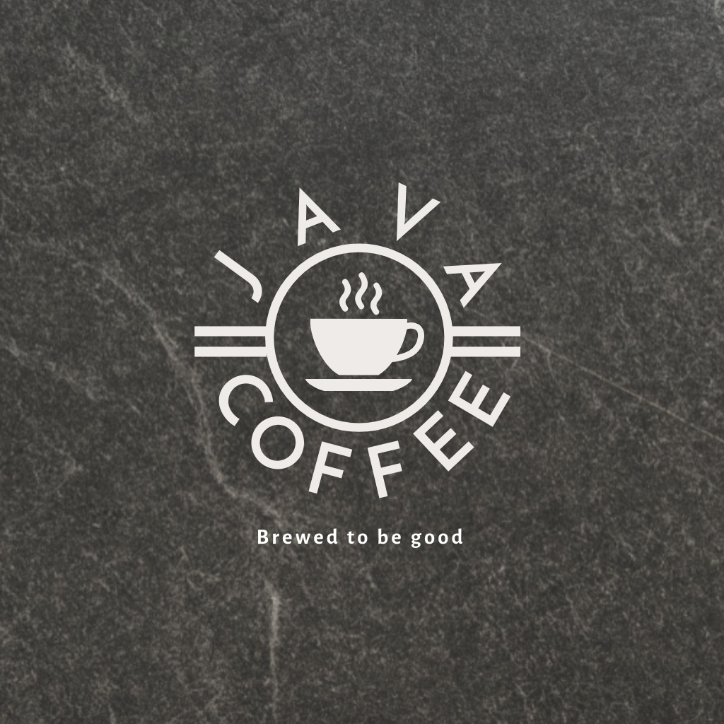 Illustration of Cup with Hot Coffee on Grey Texture Logo Šablona návrhu