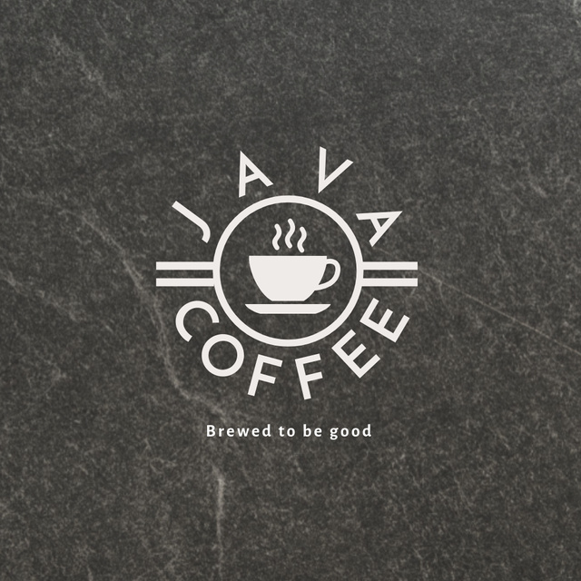 Illustration of Cup with Hot Coffee on Grey Texture Logo Design Template