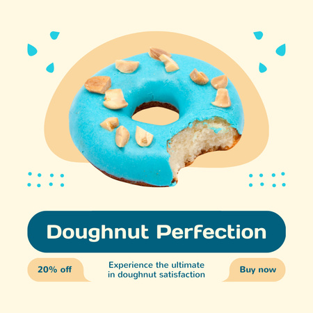 Doughnut Shop Promo with Blue Sprinkled Donut Instagram AD Design Template