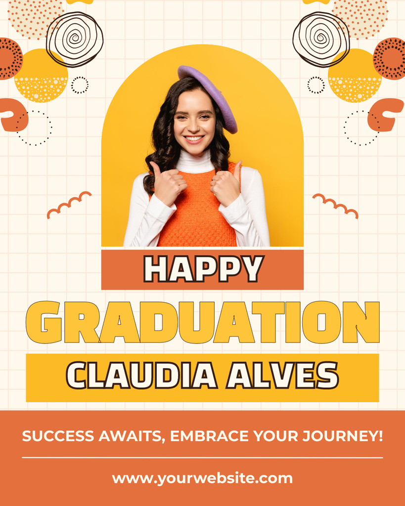 Congratulations on Graduation for Young Girl Student Instagram Post Vertical Design Template