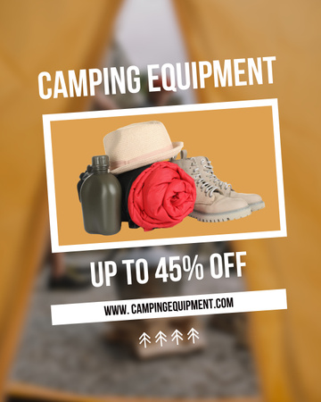 Plantilla de diseño de Discount Offer on Camping Equipment Instagram Post Vertical 
