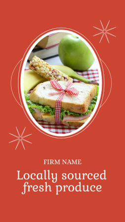 School Food Ad with Tasty Sandwich and Apple Instagram Video Story Design Template