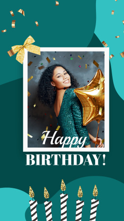 Congrats On Birthday With Candles And Confetti Instagram Video Story Design Template