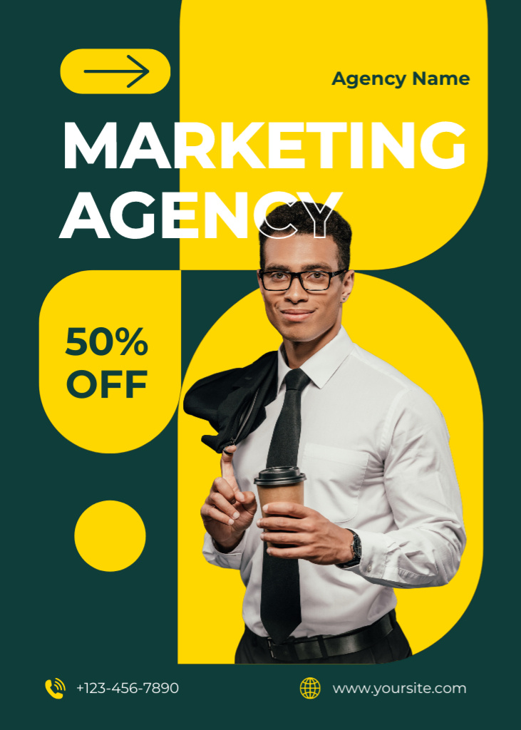 Ontwerpsjabloon van Flayer van Thoughtful Marketing Agency Services At Discounted Rates