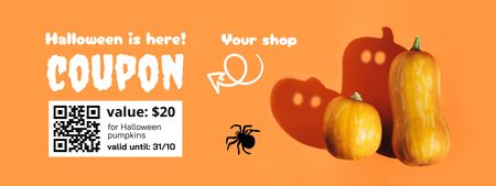 Halloween Celebration Announcement with Pumpkins in Orange Coupon Design Template