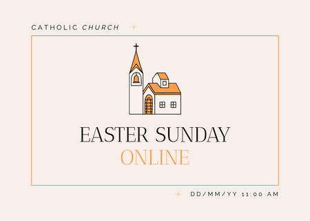 Húsvéti vallási szolgálat online Flyer A6 Horizontal tervezősablon