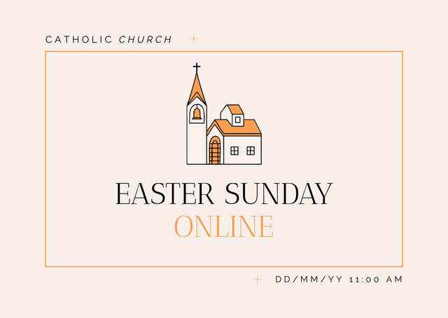Easter Religious Service Online Flyer A6 Horizontal – шаблон для дизайна