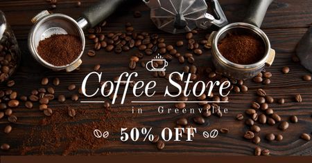 Discount for Coffee Store Facebook AD Design Template