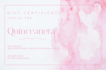 Plantilla de diseño de Announcement of Quinceañera Gift Certificate 