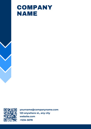 青い矢印が付いた空の空白 Letterheadデザインテンプレート