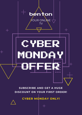 Cyber Monday Sale Advertisement on Purple Flyer A6 – шаблон для дизайна