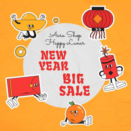 Chinese New Year Sale Announcement Animated Post Šablona návrhu
