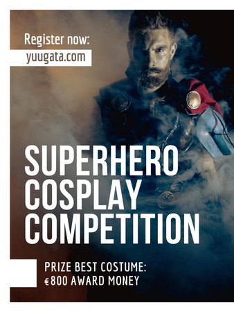 Template di design Annuncio del concorso di cosplay di supereroi Poster US
