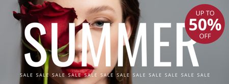 Summer Sale Rose Girl Facebook cover Design Template