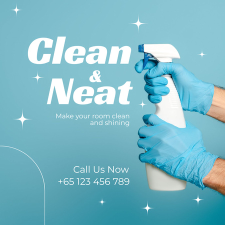 Cleaning Service Ad Blue and White Instagram Design Template