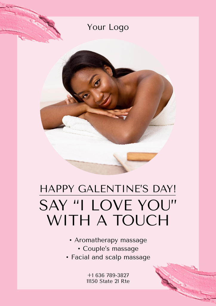 Galentine's Day Offer of Relaxing Massage Poster Design Template