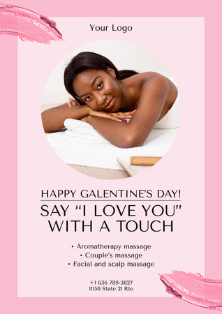 Предложение расслабляющего массажа ко Дню Святого Валентина Poster – шаблон для дизайна