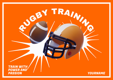 Rugby Training Classes Orange Postcard Design Template