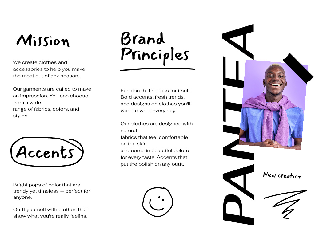 Apparel And Accessories Brand Promotion With Principles Brochure 8.5x11in Z-fold Šablona návrhu