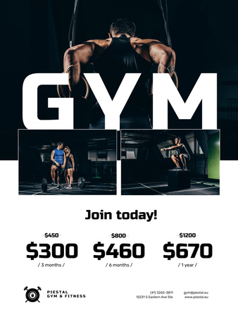 Template di design Gym Offer with People doing Workout Poster US