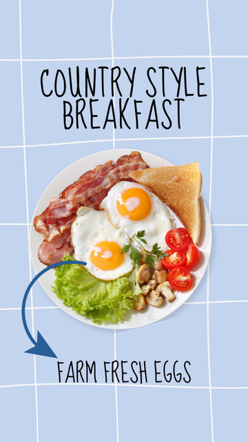 Designvorlage Country Style Breakfast Offer With Fresh Eggs für Instagram Story