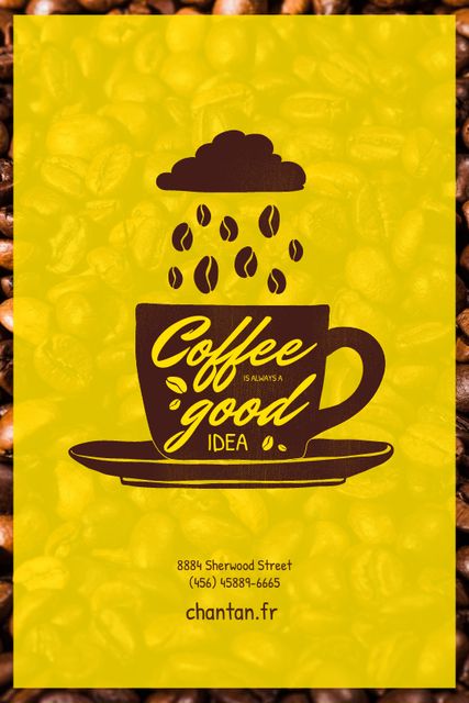 Plantilla de diseño de Coffee Beans falling Into Cup from Cloud Tumblr 