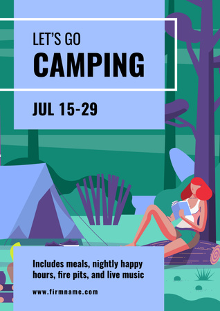 Camping Trip Offer Poster Design Template