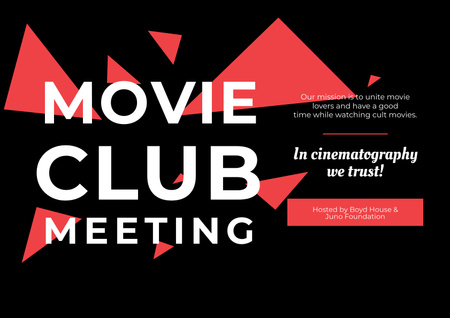 Movie Club Meeting Invitation Poster A2 Horizontal Design Template