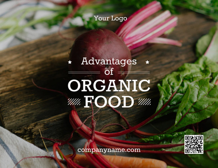 Organic Food with Raw Vegetables and Fruits Flyer 8.5x11in Horizontal Design Template