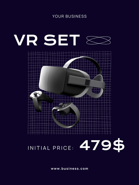Modèle de visuel Sale Offer of Virtual Reality Devices on Blue - Poster US