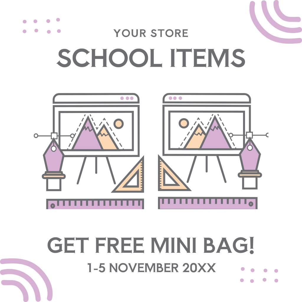 Promotional Offer Sale of School Goods Instagram Tasarım Şablonu