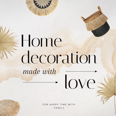Ontwerpsjabloon van Instagram van home decor aanbod met schattige handgemaakte dingen