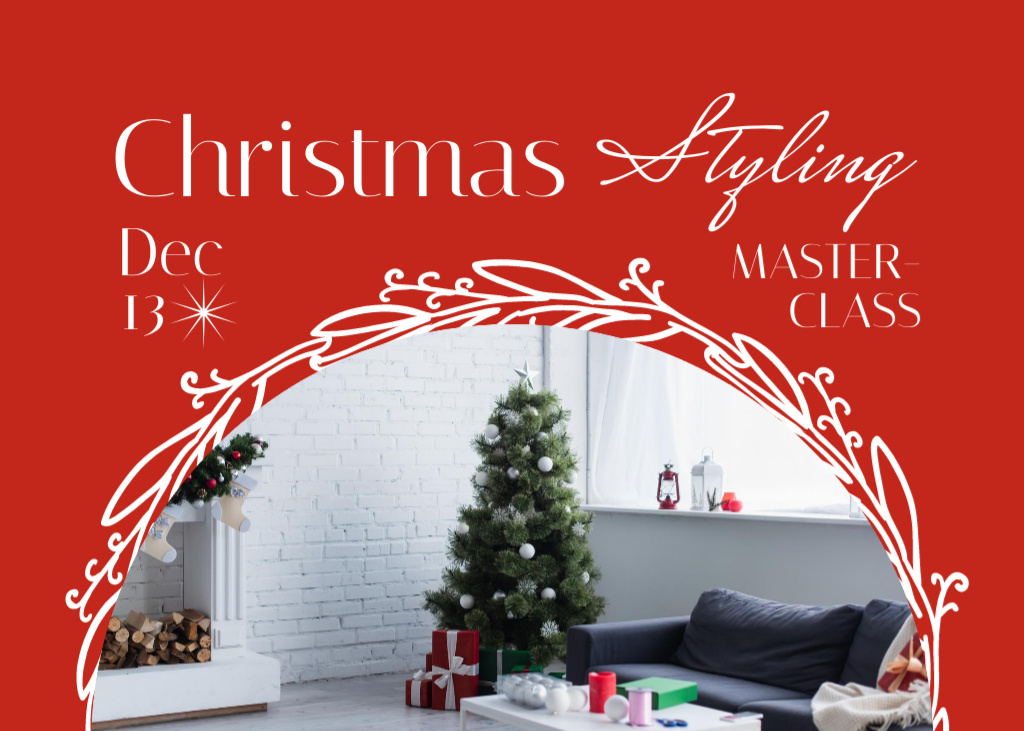 Template di design Christmas Holiday Styling Masterclass Promotion In Red Flyer 5x7in Horizontal