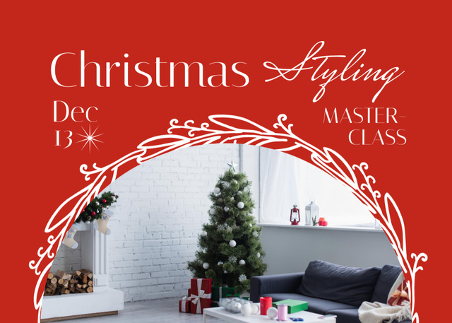 Template di design Christmas Holiday Styling Masterclass Promotion In Red Flyer 5x7in Horizontal