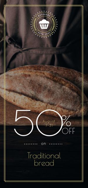 Designvorlage Bakery Promotion with Baker holding Fresh Loaves für Flyer DIN Large