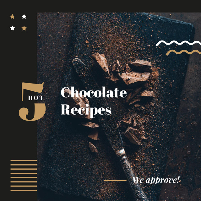 Dessert Recipes dark Chocolate pieces Instagram AD Design Template