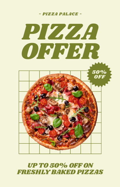 Pizza Offer with Discount Recipe Card Tasarım Şablonu