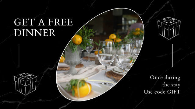 Delicious Dinner In Restaurant For Free As Present Offer Full HD video Design Template