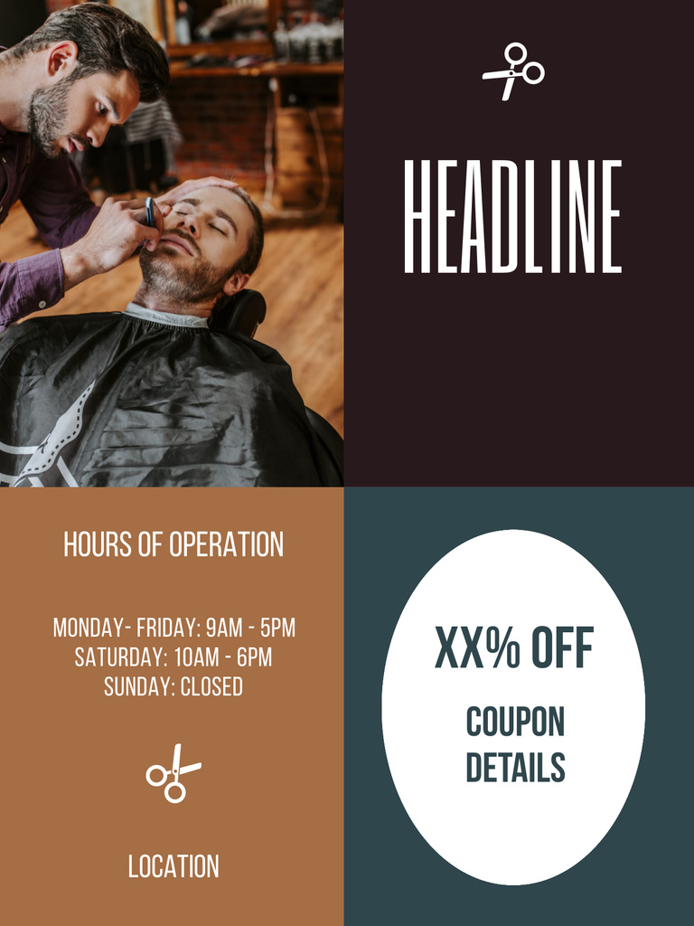 Man using Barbershop Services Poster US – шаблон для дизайну