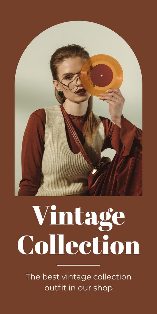 Designvorlage Pre-owned clothes stores vintage collection brown für Graphic