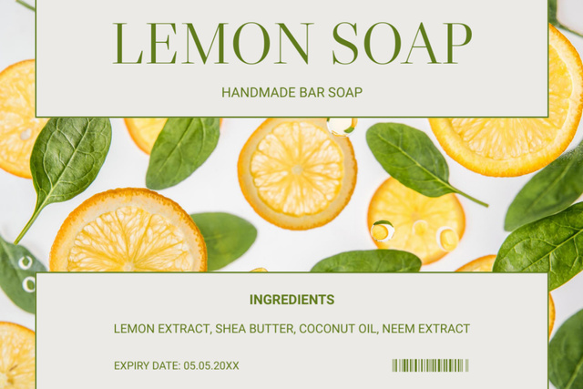 Amazing Handmade Lemon Bar Soap Offer Label Πρότυπο σχεδίασης