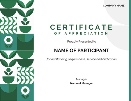 Award of Appreciation Performance And Dedication Certificate Design Template