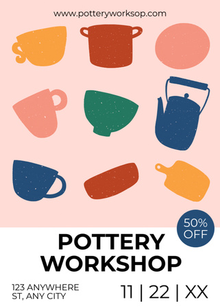Designvorlage Handmade Pottery Workshop With Discount für Flayer