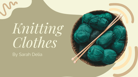 Designvorlage Knitting Podcast Announcement with Turquoise Skeins of Yarn für Youtube