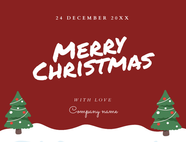 Christmas Greeting With Festive Trees Postcard 4.2x5.5in Tasarım Şablonu